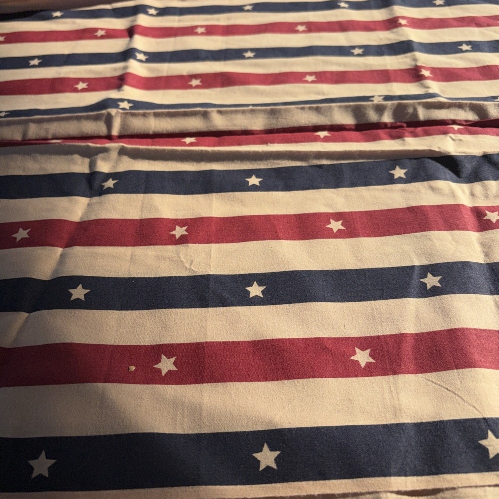 Patriotic Stars & Stripes Vintage Look Cotton Quilting Fabric 1 Yard